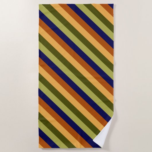 Cute Olive Sage Marine Stripes Plage Serviette (Devant)