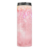 Cute ombre roos gold faux glitter dript monogram thermosbeker (Achterkant)