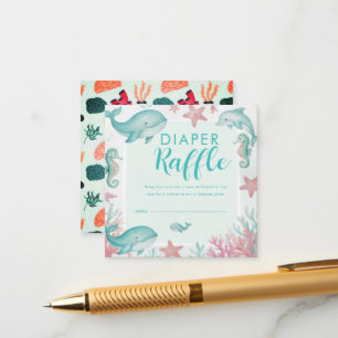 Cute onderwater aquarel oceaan luierraffle informatiekaartje