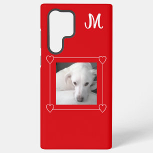 Cute One Photo Dog Single Initiaal Red Samsung Galaxy Hoesje
