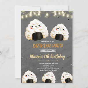 Cute Onigiri verjaardagsfeest uitnodiging