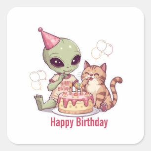 Cute Ontwerp voor Buitenlands Verjaardagsfeestje Vierkante Sticker