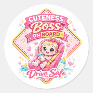 Cute op Board – Mooie Baby Autopleister Ronde Sticker
