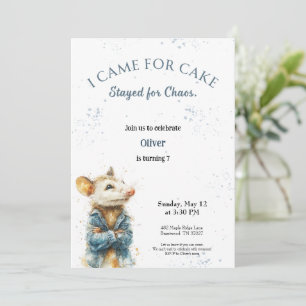 Cute Opossum Birthday Invitation for Kids Save The Date