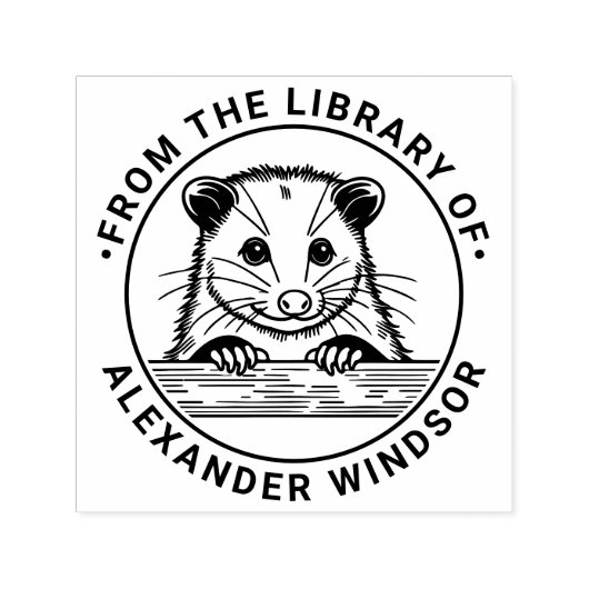 Cute Opossum Head #3 Library Book Name Zelfinktende Stempel (Design)