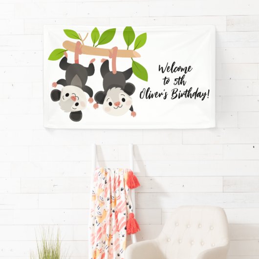Cute Opossums Personalized Welcome to Birthday  Spandoek (Insitu)