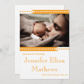 Cute Orange Bébé Bébé Faire-part fille (Devant / Derrière)