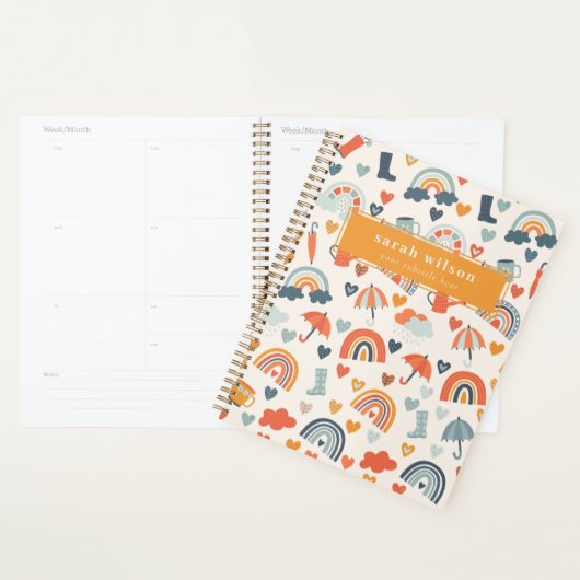 Cute Orange Blue Spring Rainbow Clouds Motif (Devant avec enveloppe)