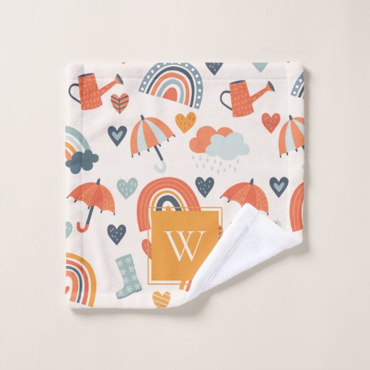 Cute Orange Blue Spring Rainbow Clouds Motif (Gant de toilette)