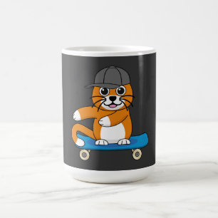 Cute Orange Cat on Skateboard Cartoon Koffiemok