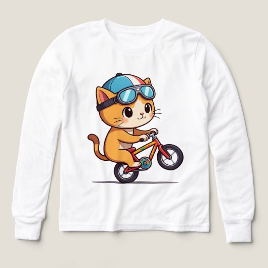 Cute Orange Chat équitation à vélo T-shirt enfant (Motif recto)