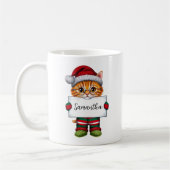 Cute Orange Chat Personnalisé Mug de Noël (Gauche)