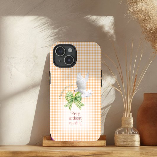 Cute Orange Check Green Coquette Dove Bible Case-Mate iPhone Case