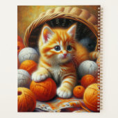 Cute Orange et Kitten blanc Jouer en Fil (Dos)