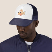 Cute Orange Fish Drawing in Cartoon Style Trucker Pet (In situ)