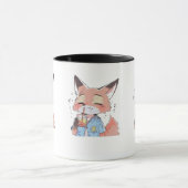 Cute Orange Fox Drinking Juice Mug – Fun Animal Lo (Centre)