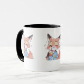 Cute Orange Fox Drinking Juice Mug – Fun Animal Lo (Devant gauche)