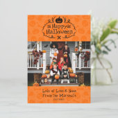 Cute Orange Happy Halloween Boo Carte photo (Debout devant)