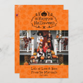 Cute Orange Happy Halloween Boo Carte photo (Devant / Derrière)
