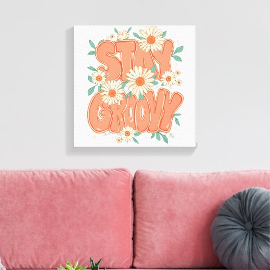 Cute Orange Hippie Typography Canvas Afdruk (Insitu (Woonkamer))