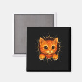 Cute Orange Kitten Cracks Mug Wall Funny Cat Lover Magneet (Voorkant / Achterkant)