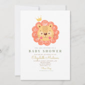 Cute Orange Lion King Baby shower Invitation (Devant)