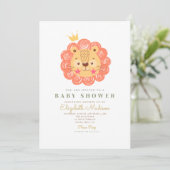 Cute Orange Lion King Baby shower Invitation (Debout devant)