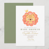 Cute Orange Lion King Baby shower Invitation