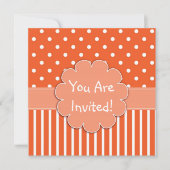 Cute Orange & Motifs blancs Invitation d'anniversa (Devant)