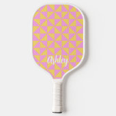 cute orange pink retro geometric design pickleball paddle (Achterkant)