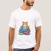 Cute Orange Tabby Cat Relaxing on Stack T-shirt (Voorkant)