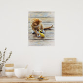 Cute Orange Tabby Kitten Souris Jouer Poster (Cuisine)