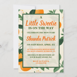 Cute Orange Thème Baby shower Invitation