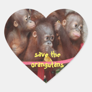 Cute Orangutan Babies Hart Sticker