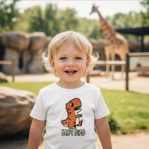 Cute Oranje Baby Dino Peuter T-shirt