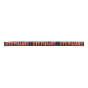 Cute Oranje & Black Custom Name Satin Ribbon Lint
