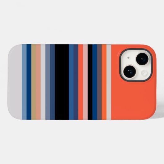 Cute oranje blauwe strepen Case-Mate iPhone case (Achterkant (horizontaal))