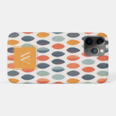 Cute Oranje Blue Leafy Botanical Monogram Patroon Case-Mate iPhone Case (Achterkant (horizontaal))