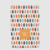 Cute Oranje Blue Leafy Botanical Monogram Patroon Golfhanddoek (Voorkant)