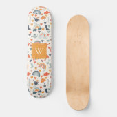 Cute Oranje Blue Spring Rainbow Clouds Pattern Skateboard (Voorkant)