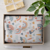 Cute Oranje Blue Spring Rainbow Clouds Pattern Tissuepapier (Geschenk)