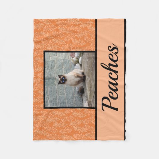Cute Oranje Botanical Gepersonaliseerd Pet Fleece Deken (Voorkant)