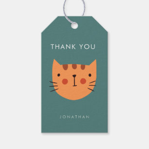 Cute Oranje Cat Birthday bedankt Cadeaulabel