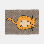Cute Oranje Cat Fleece Deken (Voorkant (Horizontaal))