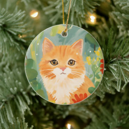 Cute Oranje Cat Keramisch Ornament