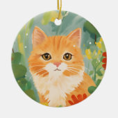 Cute Oranje Cat Keramisch Ornament (Voorkant)