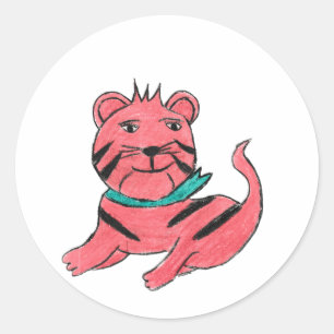 Cute Oranje Cat Ronde Sticker