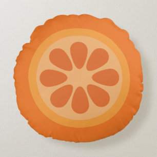 Cute Oranje Citrus Fruit Round Pillow Rond Kussen