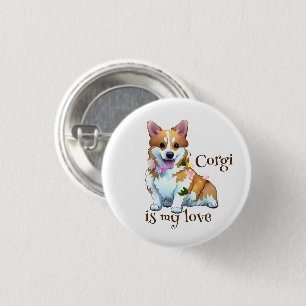 Cute Oranje corgi voor een positieve stemming Ronde Button 3,2 Cm