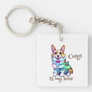 Cute Oranje corgi voor een positieve stemming Sleutelhanger